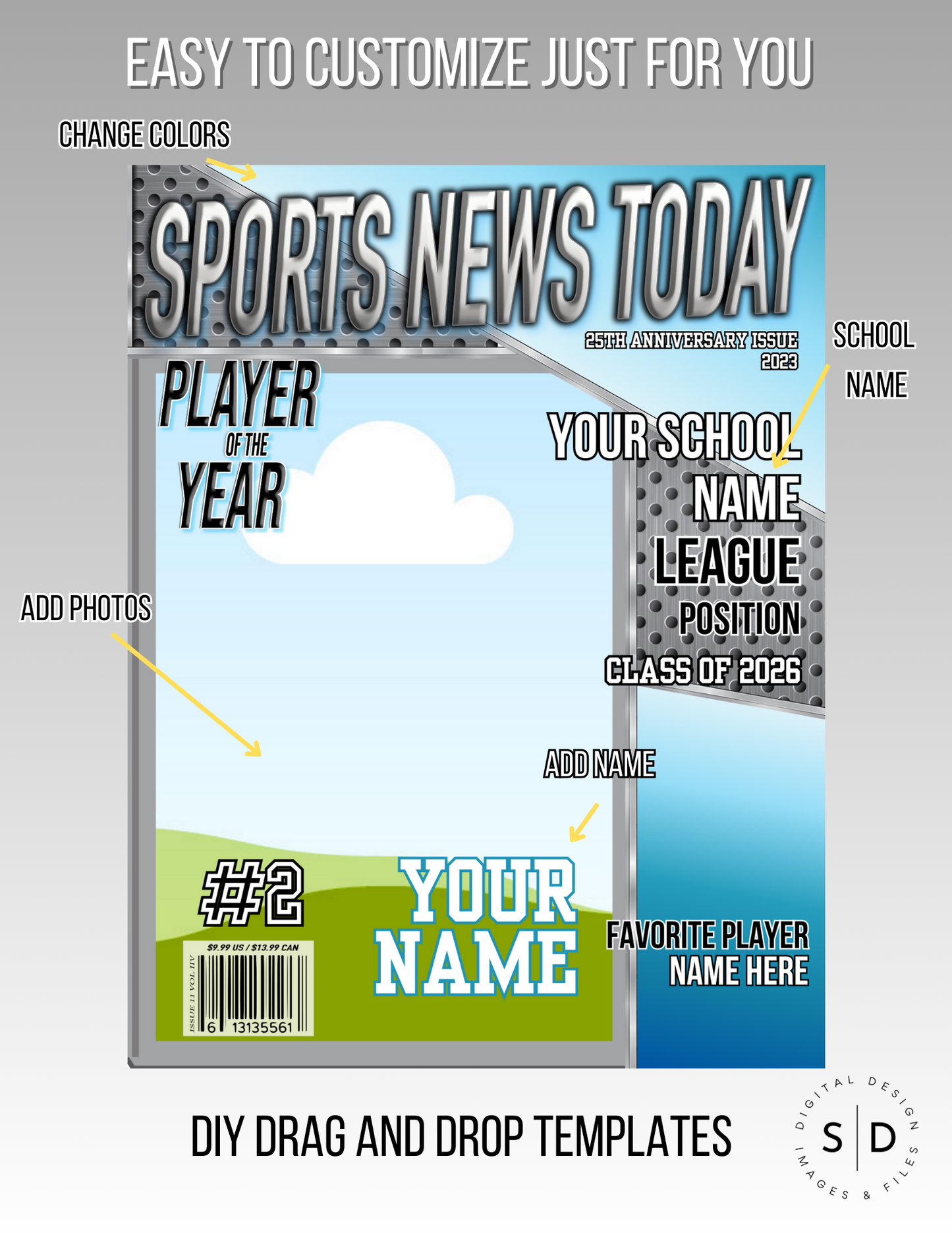 Sports News Player of the Year Magazine Cover Templates