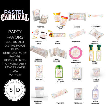 Pastel Carnival Birthday Party DFY Favor Bundle