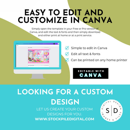 Aloha Let's Flamingo Birthday Party Favor Templates Bundle