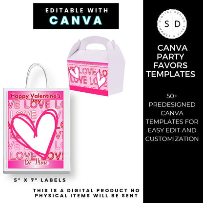 LOVE Valentines Party Favors Templates Bundle