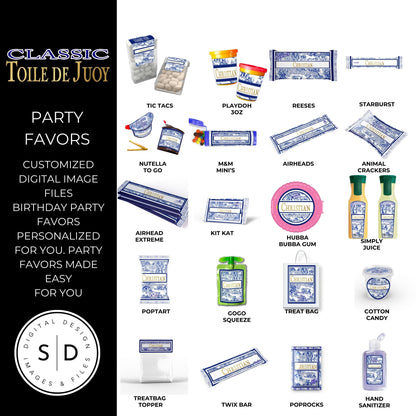 Classic Toile De Juoy Blue Party Printable Favor Designs DFY