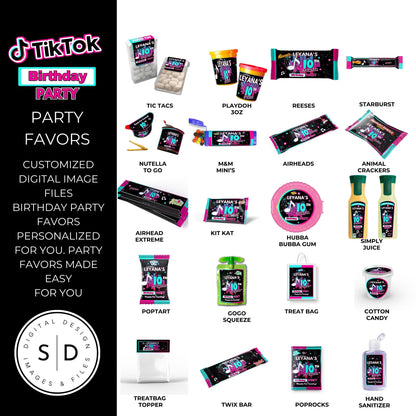 Tik Tok Social Media Party Printable Favor Designs DFY