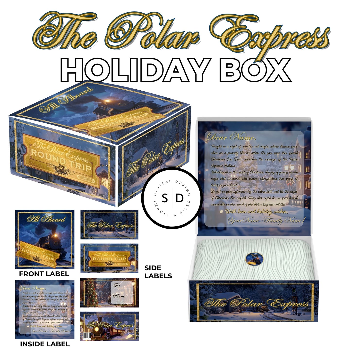 Polar Express Christmas Eve Gift Box Labels