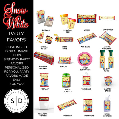 Snow White Party Favor Templates Bundle