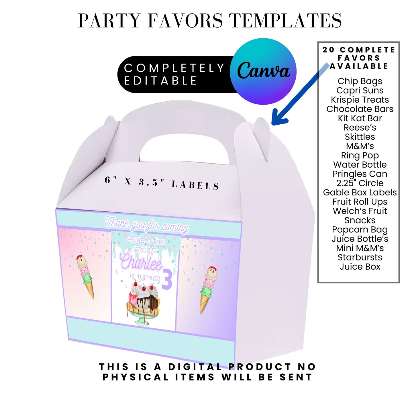 Here's The Scoop Ice Cream PartyParty Favor Templates Bundle