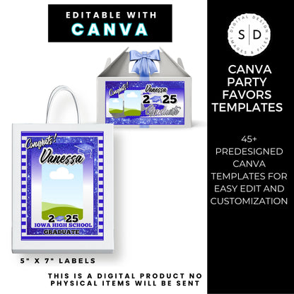 Congrats Class of 2025 – Blue & Silver Graduation Party Favor Bundle