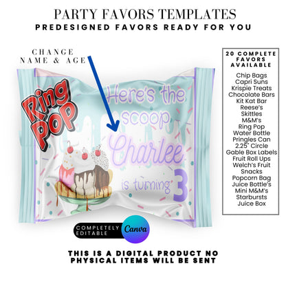 Here's The Scoop Ice Cream PartyParty Favor Templates Bundle