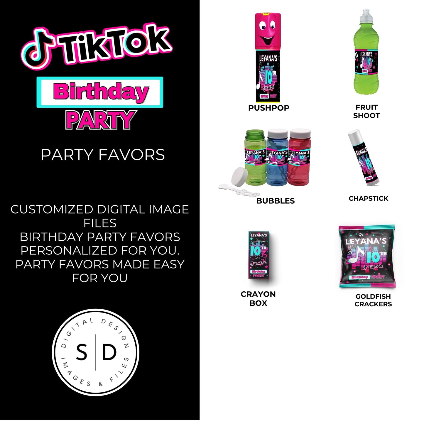 Tik Tok Social Media Party Printable Favor Designs DFY