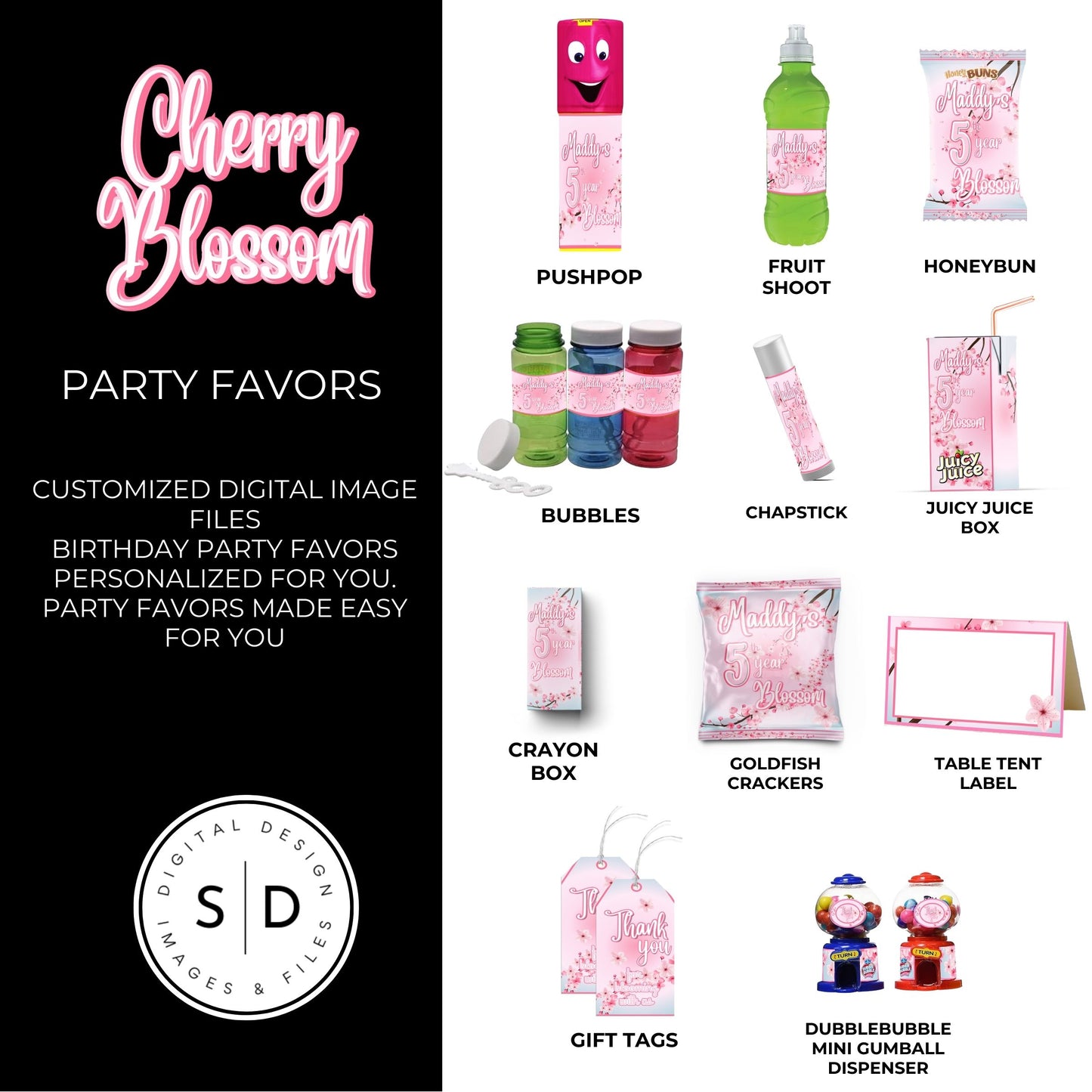 Cherry Blossom Party Printable Favor Designs DFY
