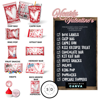 💌 Valentine’s Day Gift Box & Party Favor Canva Templates 💕