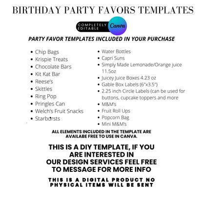 Magical Unicorn Birthday Party Favor Templates