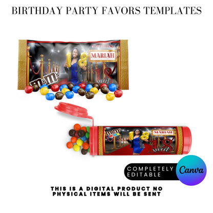 Hollywood Red Carpet Birthday Party Favors Templates Bundle