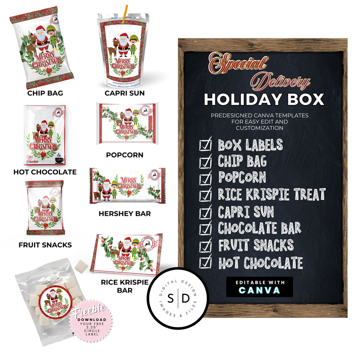 Santa Special Delivery Christmas Eve Gift Box Labels