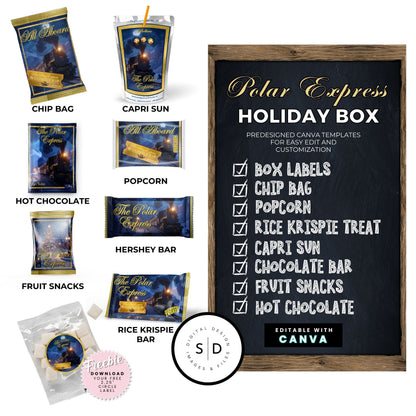 Polar Express Christmas Eve Gift Box Labels