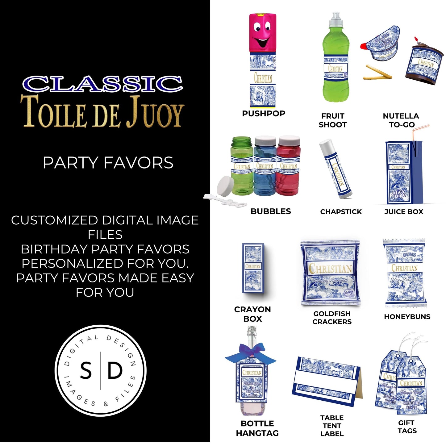 Classic Toile De Juoy Blue Party Printable Favor Designs DFY