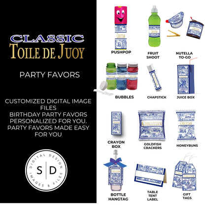 Classic Toile De Juoy Blue Party Printable Favor Designs DFY