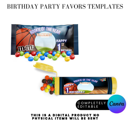 Rookie of The year Basketball Birthday Party Favor Templates Bundle