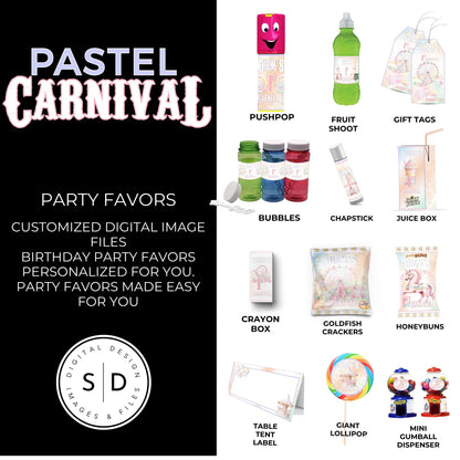 Pastel Carnival Birthday Party DFY Favor Bundle