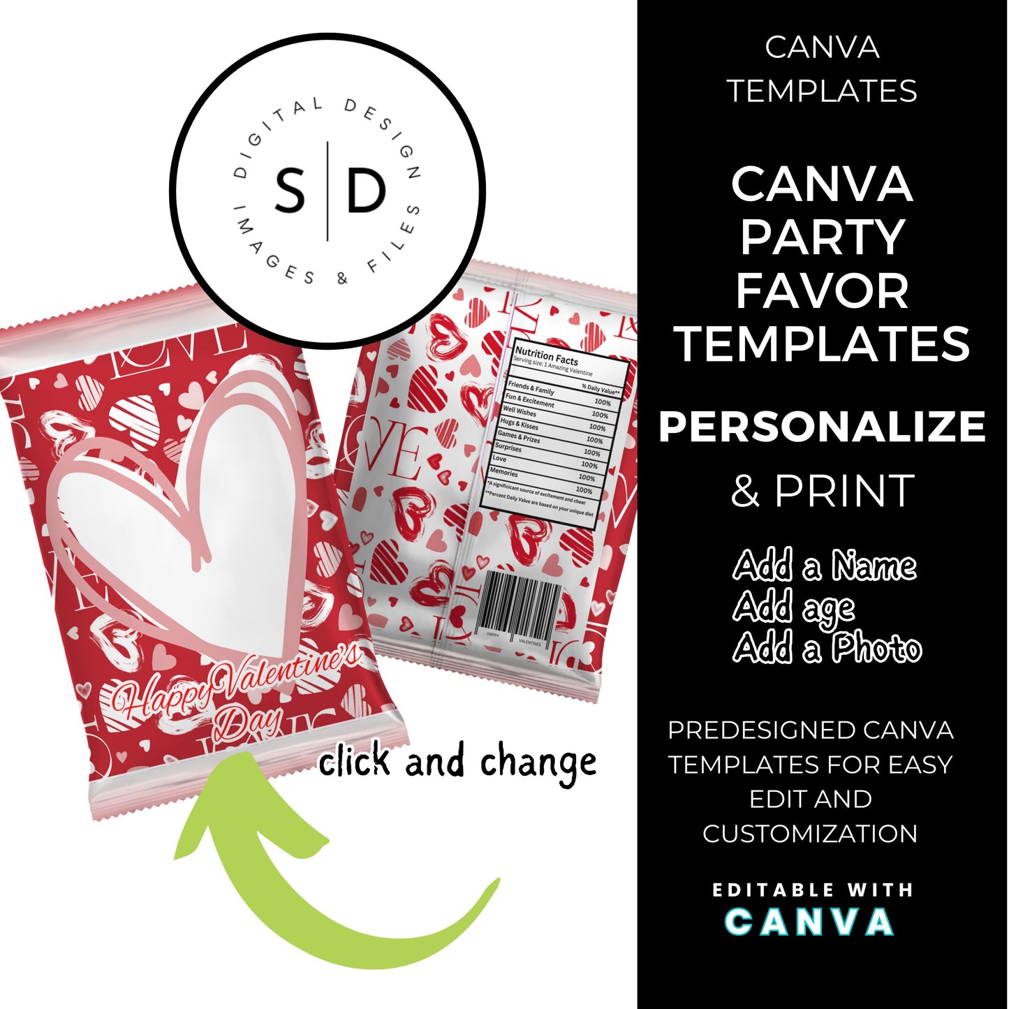 💌 Valentine’s Day Gift Box & Party Favor Canva Templates 💕
