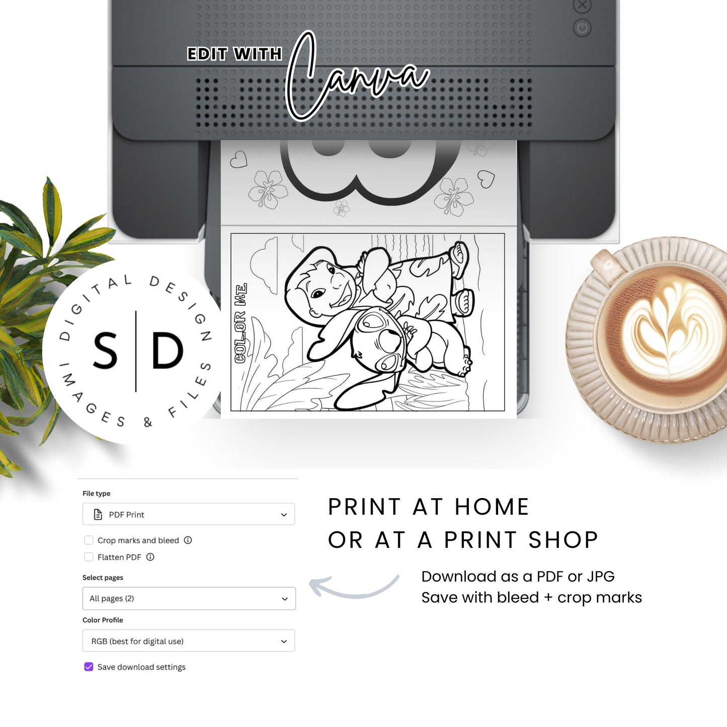 Lilo & Stitch Personalized Birthday Coloring Book Printable PDF DFY