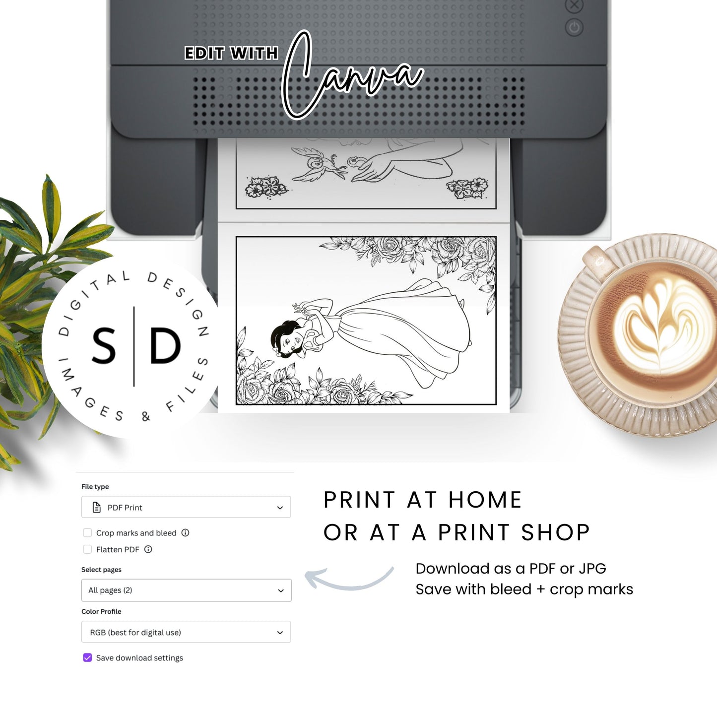 Snow White Coloring Book Printable PDF DFY