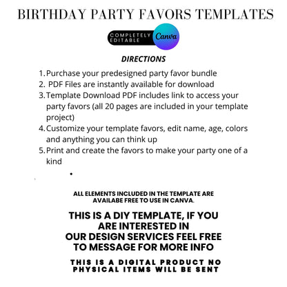 Magical Unicorn Birthday Party Favor Templates