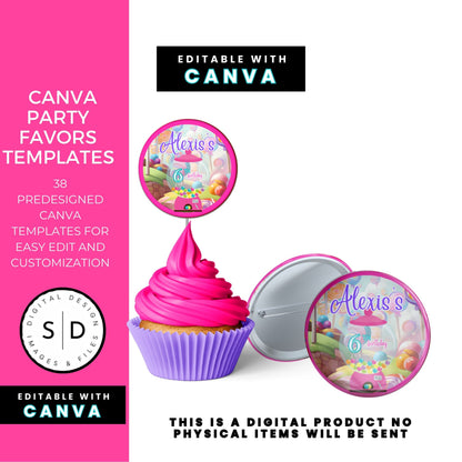 Candy Land Sweets Birthday Party Favor Templates