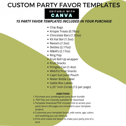 Kitty Birthday Party Favor Templates Bundle