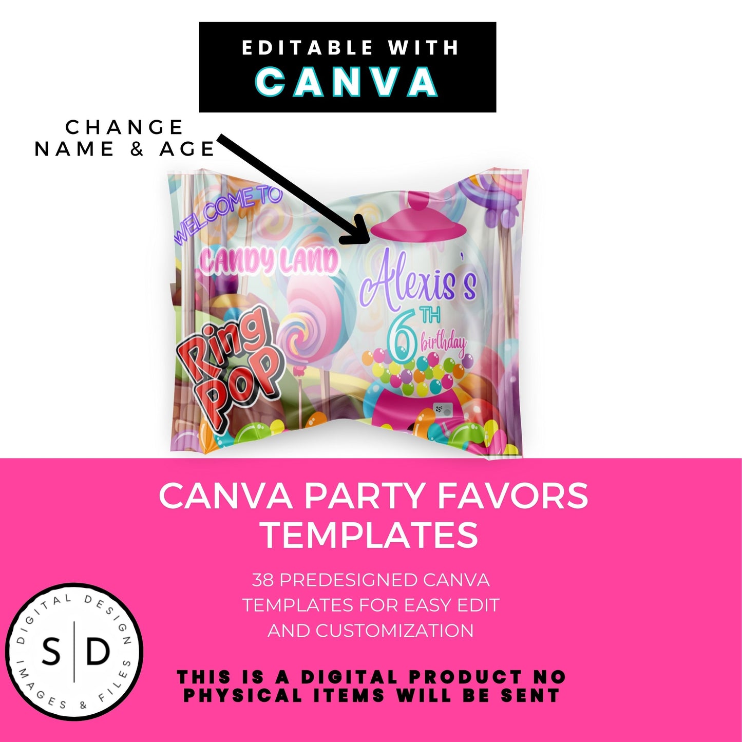 Candy Land Sweets Birthday Party Favor Templates