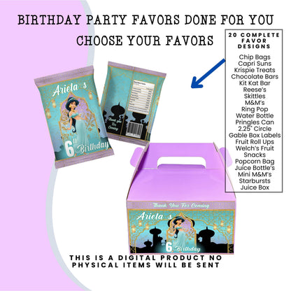 Princess Jasmine Birthday Party Favors DFY
