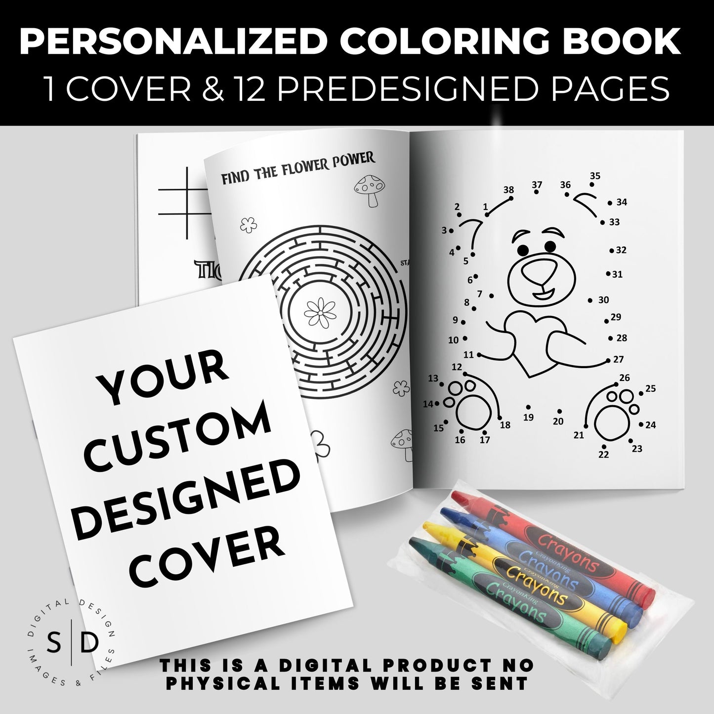 Custom Designed Activity Coloring Book Printable PDF