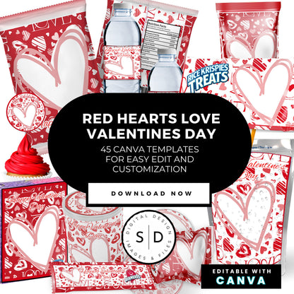 Hearts Valentines Party Favors Templates Bundle