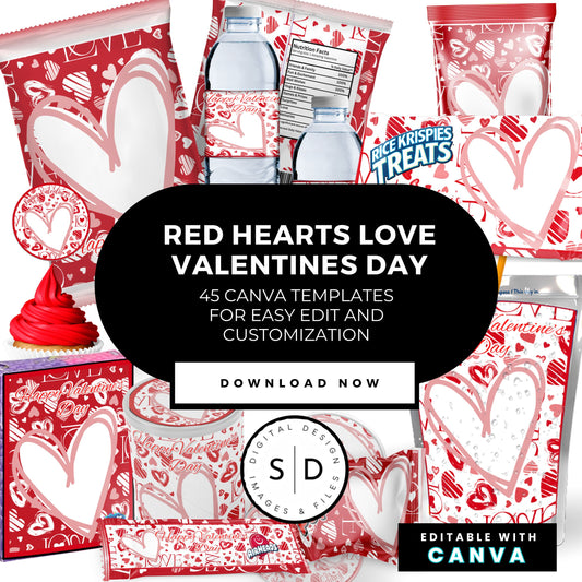 Hearts Valentines Party Favors Templates Bundle