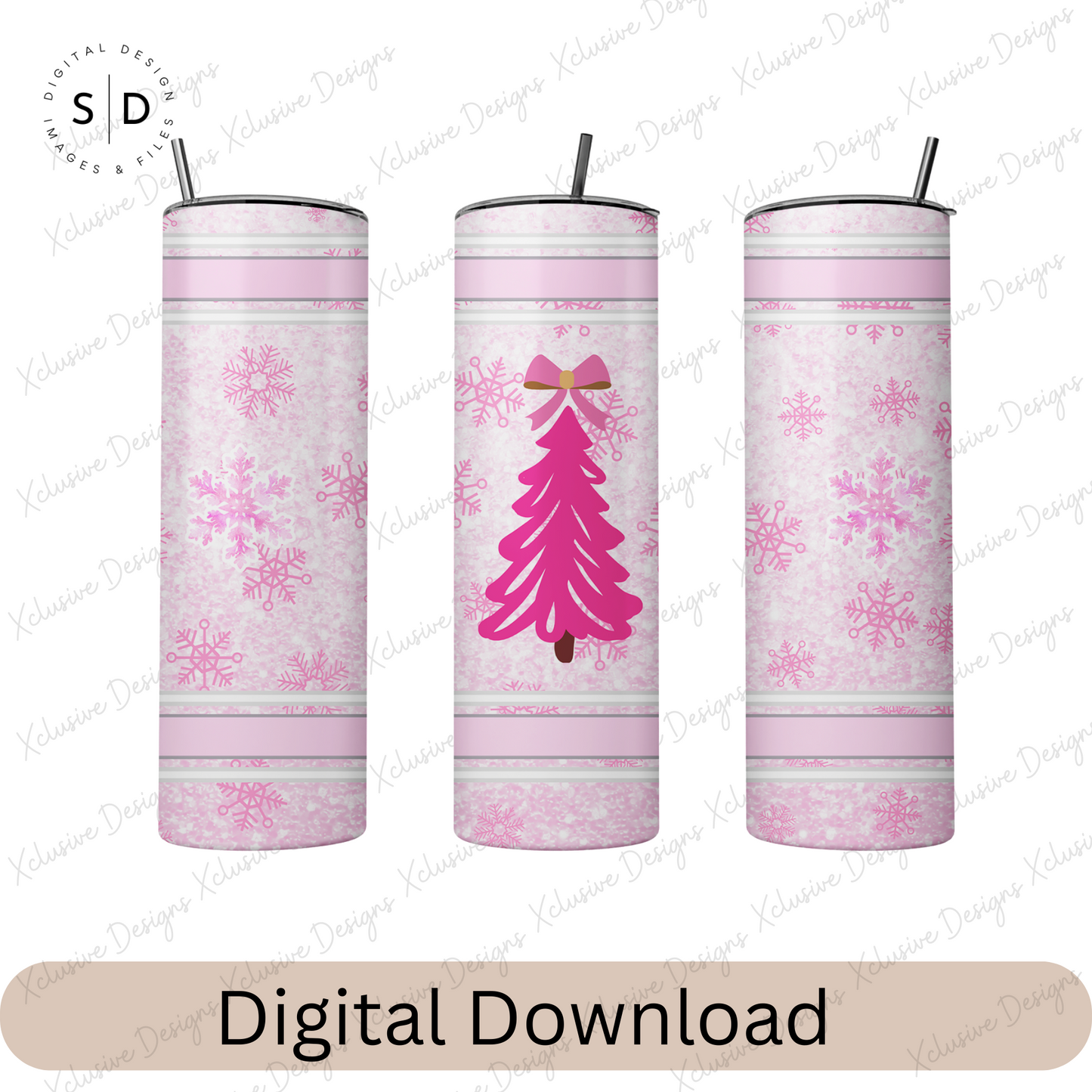 PInk Snowflake Christmas Tumbler Wrap