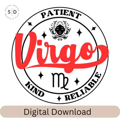 Virgo Zodiac Sign Round Frame Retro SVG