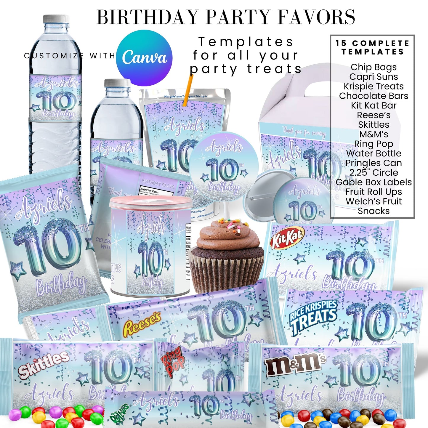 Ocean Foils Birthday Party Favor Templates Bundle