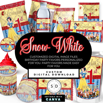 Snow White Party Favor Templates Bundle