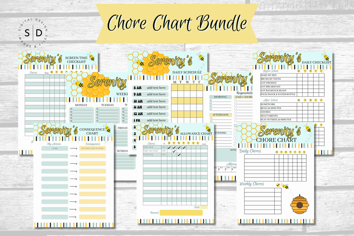 Bumble Bee Chore Chart Bundle