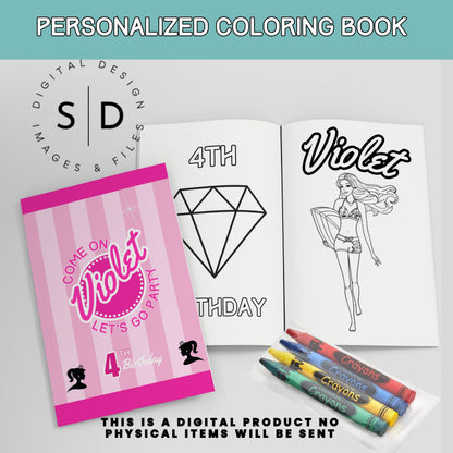 Classic Barbie Birthday Fun Coloring Book Printable PDF CANVA DIY