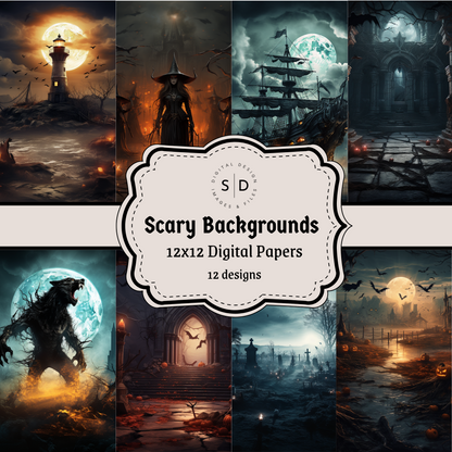 Scary Halloween Background 12x12" Papers