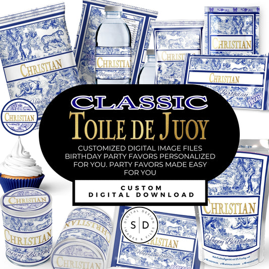 Classic Toile De Juoy Blue Party Printable Favor Designs DFY