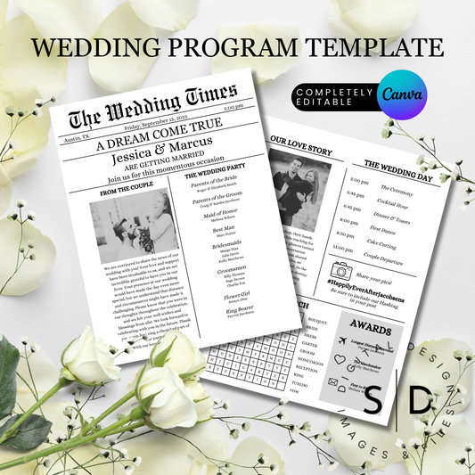 Newspaper Wedding Program Template