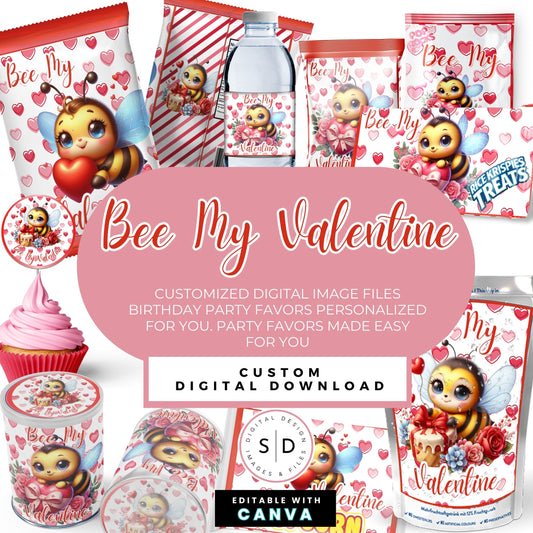 Bee My Valentine Party Favors Templates Bundle