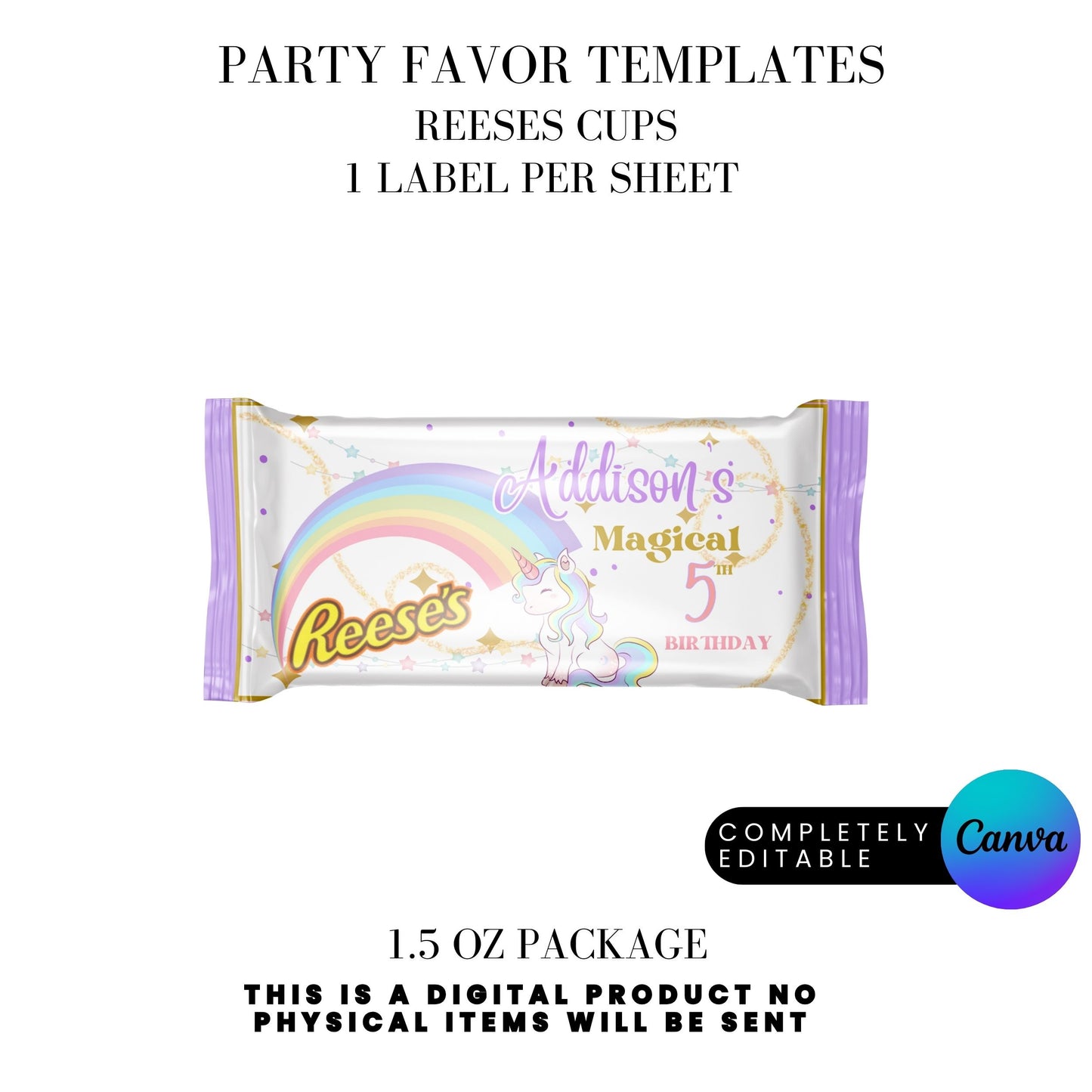 Magical Unicorn Birthday Party Favor Templates