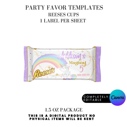 Magical Unicorn Birthday Party Favor Templates