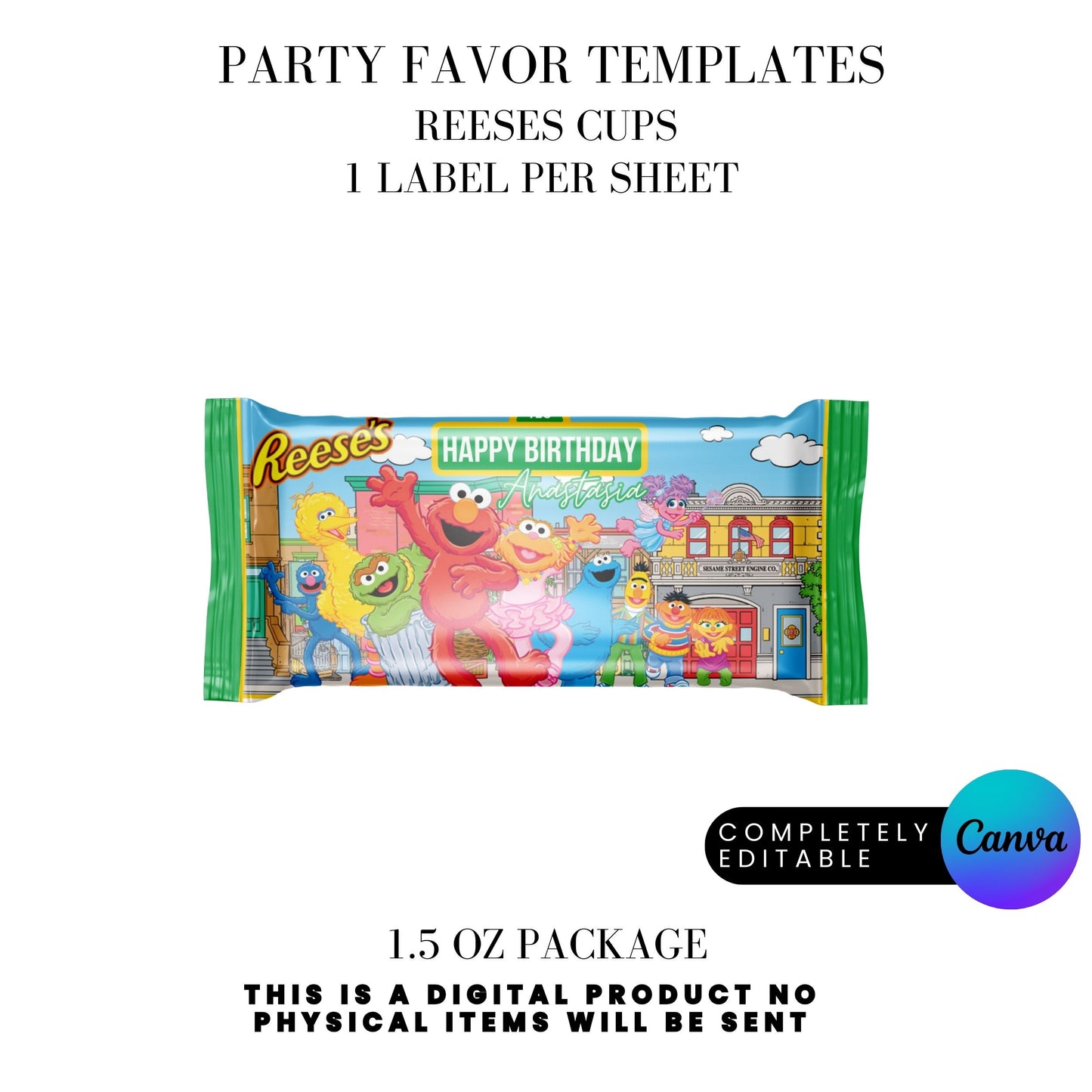 Sesame Street Birthday Party Favors Templates Bundle