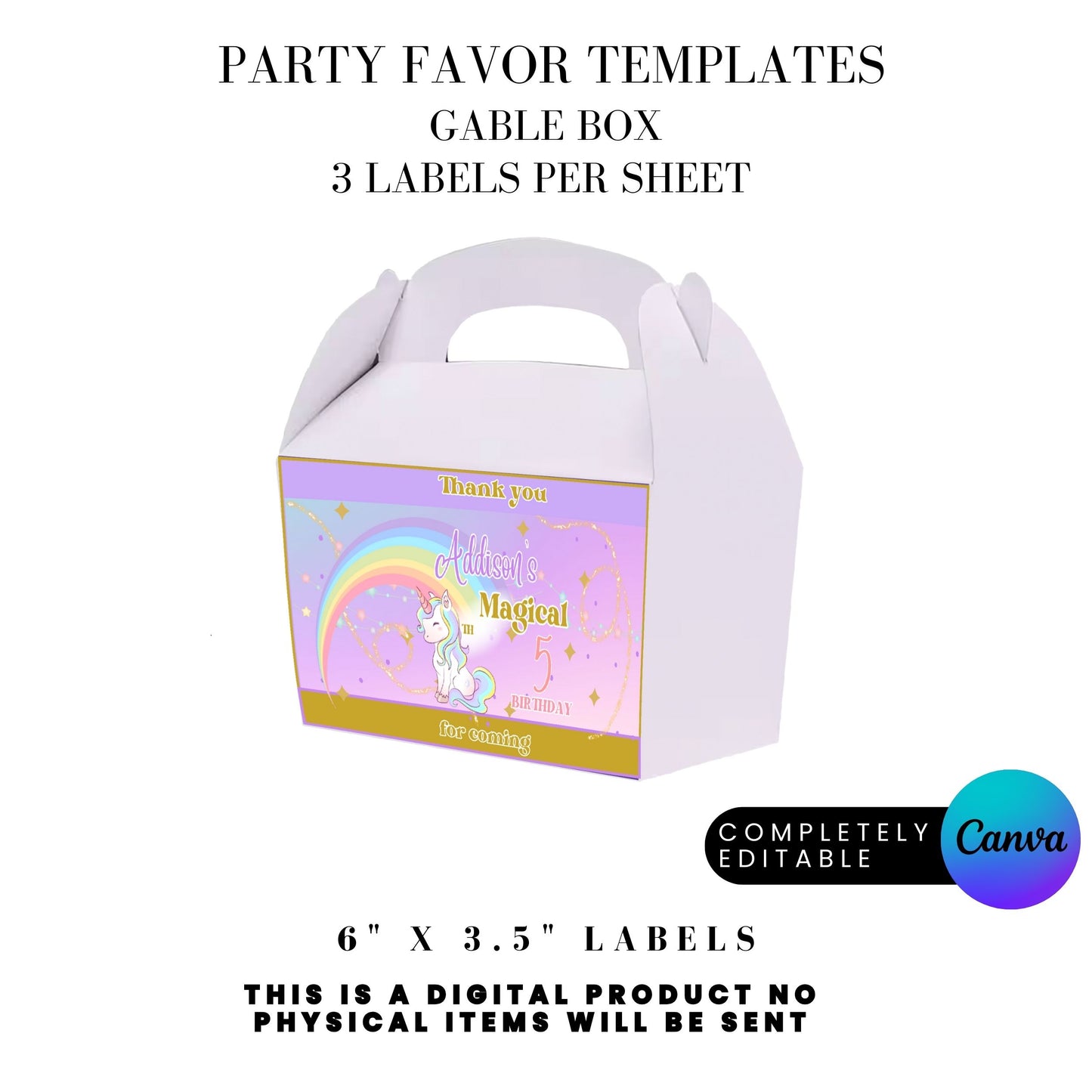 Magical Unicorn Birthday Party Favor Templates