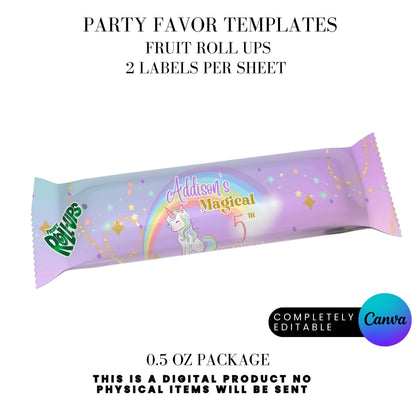 Magical Unicorn Birthday Party Favor Templates