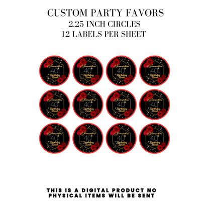 Red Roses & Black Lace Party Favors DFY