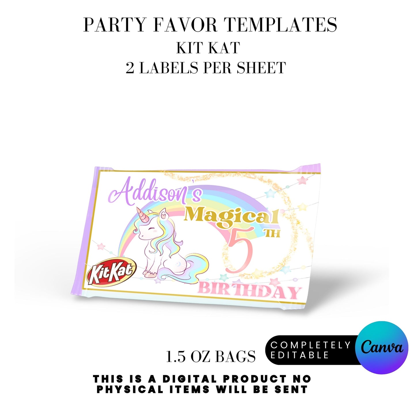 Magical Unicorn Birthday Party Favor Templates